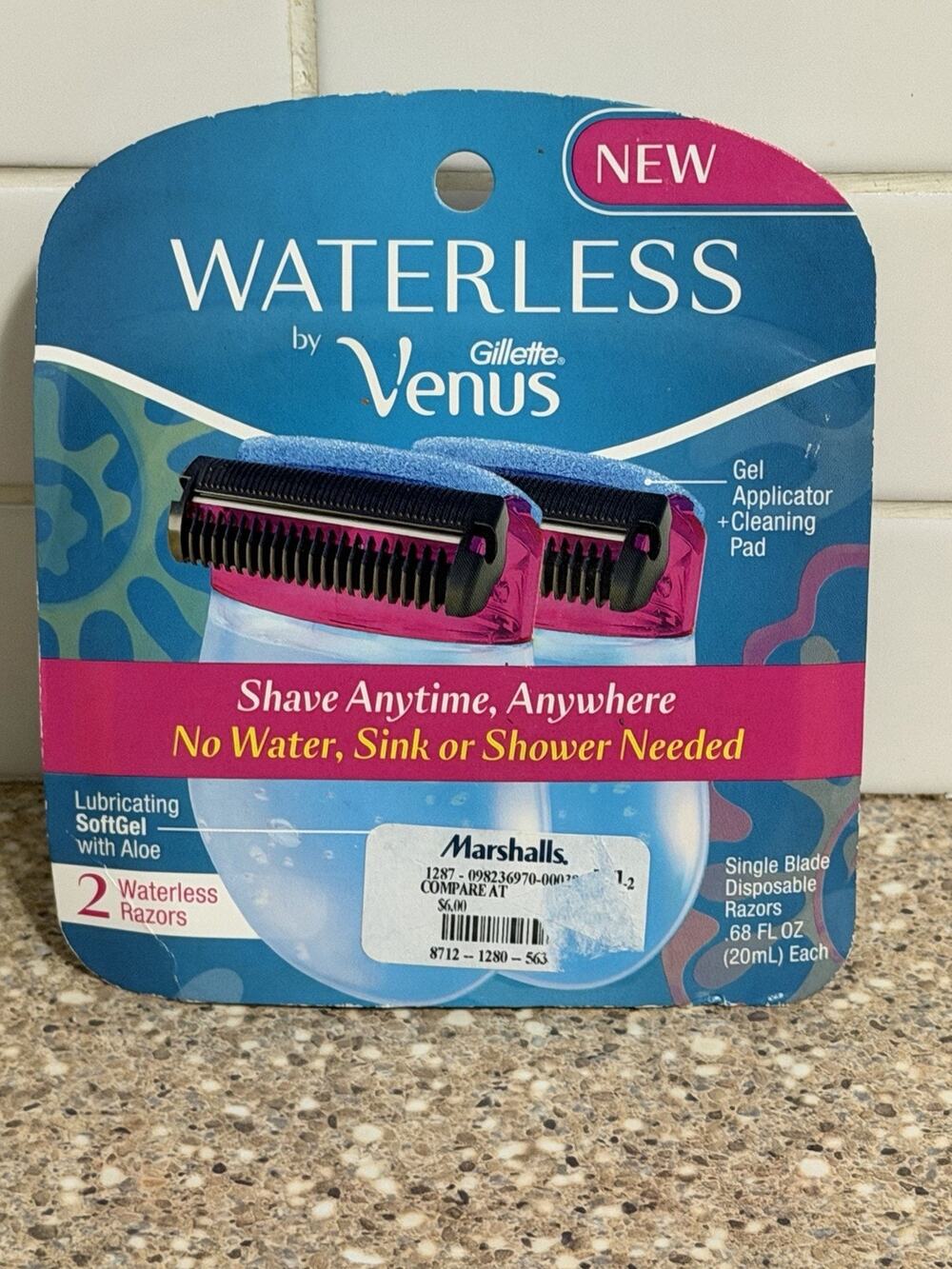 2-Waterless By Gillette Venus Razors Lubricating SoftGel with Aloe Discontinued